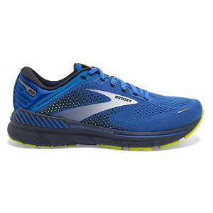 Brooks Adrenaline GTS 22 Mens Road Running Shoes Blue/Silver/Yellow | USA-QDP564871